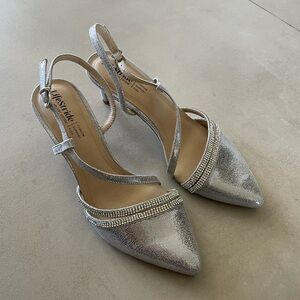 LifeStride Silver Glitter Slingback Heels - Size 7 - New